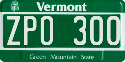 VT license plate ZPO300