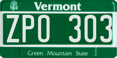 VT license plate ZPO303