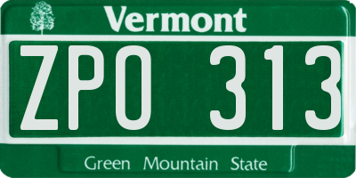 VT license plate ZPO313