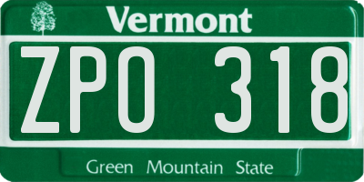 VT license plate ZPO318