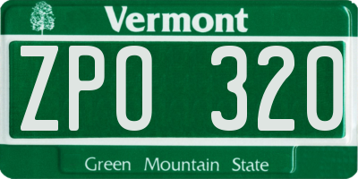 VT license plate ZPO320
