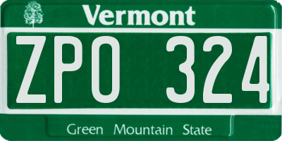 VT license plate ZPO324