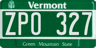 VT license plate ZPO327