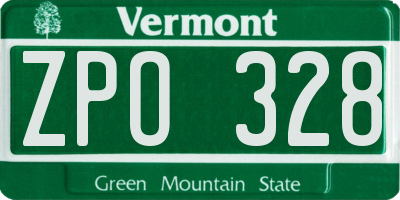 VT license plate ZPO328