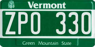 VT license plate ZPO330