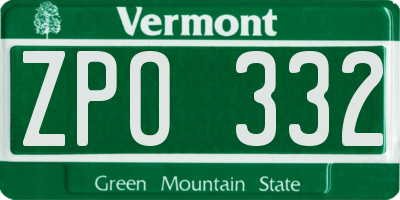 VT license plate ZPO332