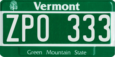 VT license plate ZPO333