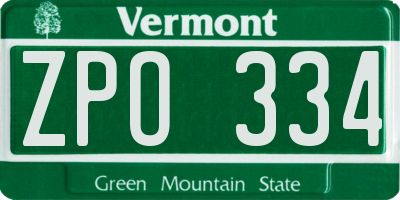 VT license plate ZPO334