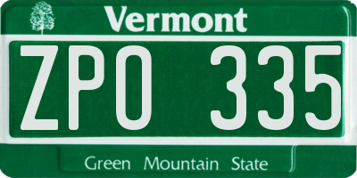 VT license plate ZPO335