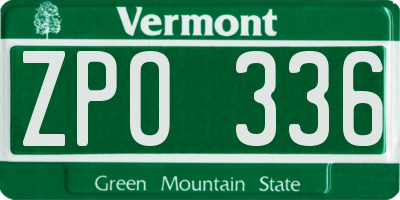 VT license plate ZPO336