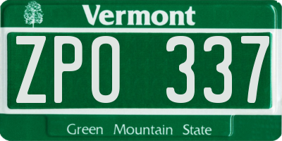 VT license plate ZPO337