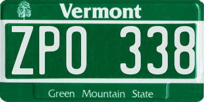 VT license plate ZPO338