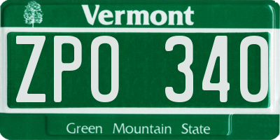 VT license plate ZPO340
