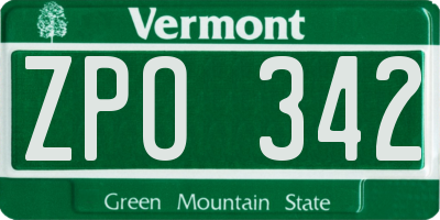 VT license plate ZPO342