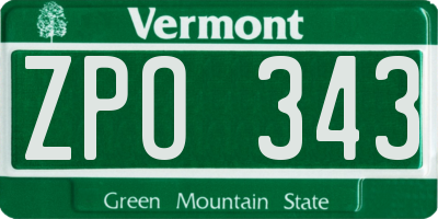 VT license plate ZPO343