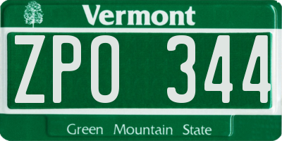 VT license plate ZPO344