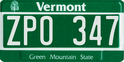 VT license plate ZPO347
