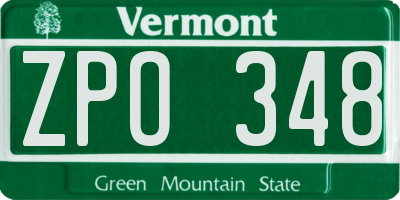 VT license plate ZPO348