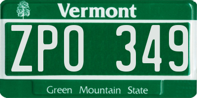 VT license plate ZPO349