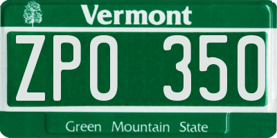 VT license plate ZPO350