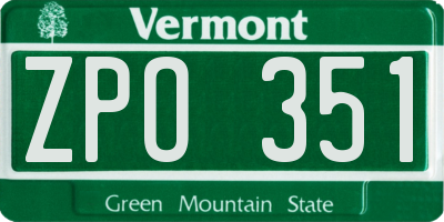 VT license plate ZPO351