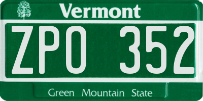 VT license plate ZPO352