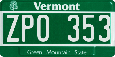 VT license plate ZPO353