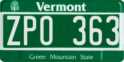 VT license plate ZPO363