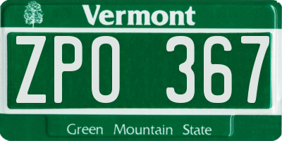 VT license plate ZPO367