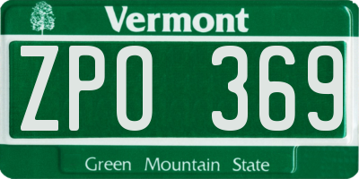 VT license plate ZPO369