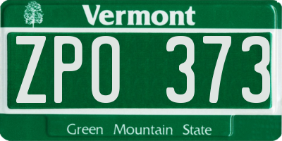 VT license plate ZPO373
