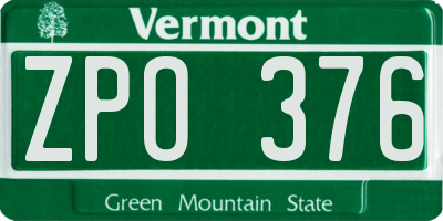 VT license plate ZPO376
