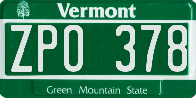 VT license plate ZPO378