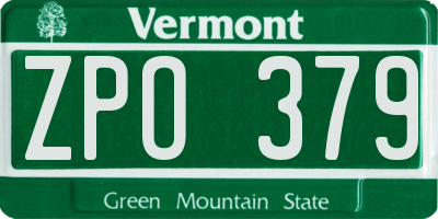 VT license plate ZPO379