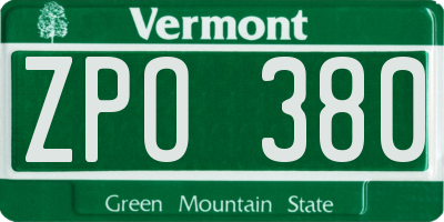 VT license plate ZPO380