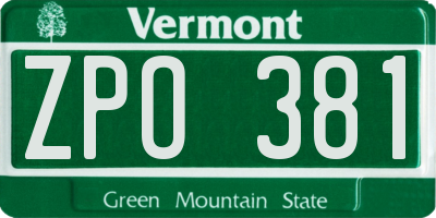 VT license plate ZPO381