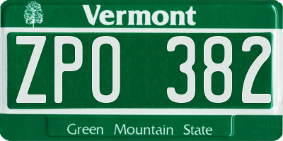 VT license plate ZPO382