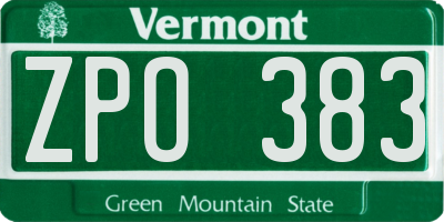 VT license plate ZPO383