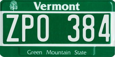VT license plate ZPO384