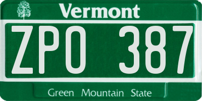 VT license plate ZPO387