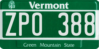 VT license plate ZPO388