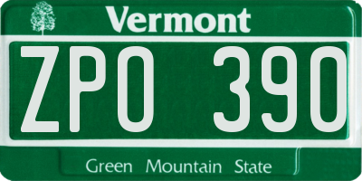 VT license plate ZPO390