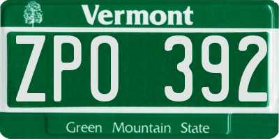 VT license plate ZPO392