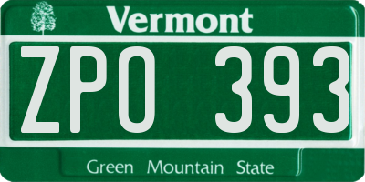 VT license plate ZPO393