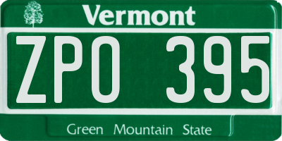 VT license plate ZPO395