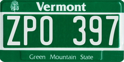 VT license plate ZPO397