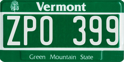 VT license plate ZPO399