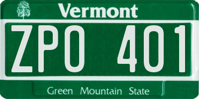 VT license plate ZPO401