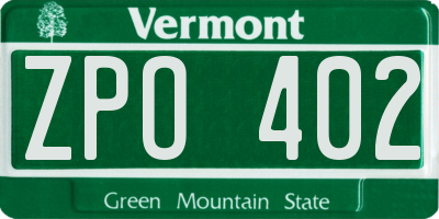 VT license plate ZPO402