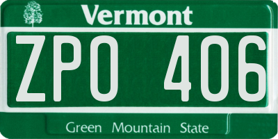 VT license plate ZPO406
